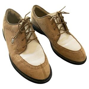 Nike ZoomAir TAN/WHT Women’s Oxford Leather Golf Shoes size 9